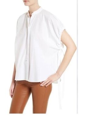 bohme White Short-Sleeve Button Front Blouse